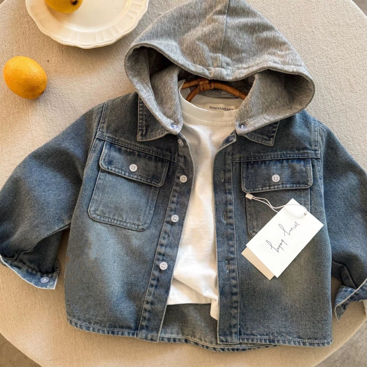 儿童牛仔外套可拆连帽2025春秋新款韩版男童夹克宝宝做旧长袖上衣