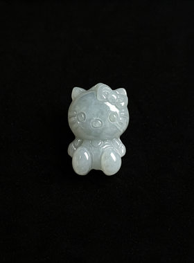 天然缅甸翡翠a货雕刻小号猫咪玉石吊坠挂件玉器工艺品厂家批发