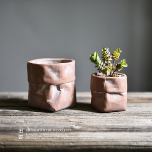 粗陶创意个性 透气花盆多肉蝴蝶兰仙人掌绿萝花盆现代简约水泥盆