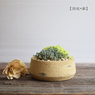 多肉复古花盆个性日式创意粗陶吸水透气度夏良品多肉欧式粗陶浅盆