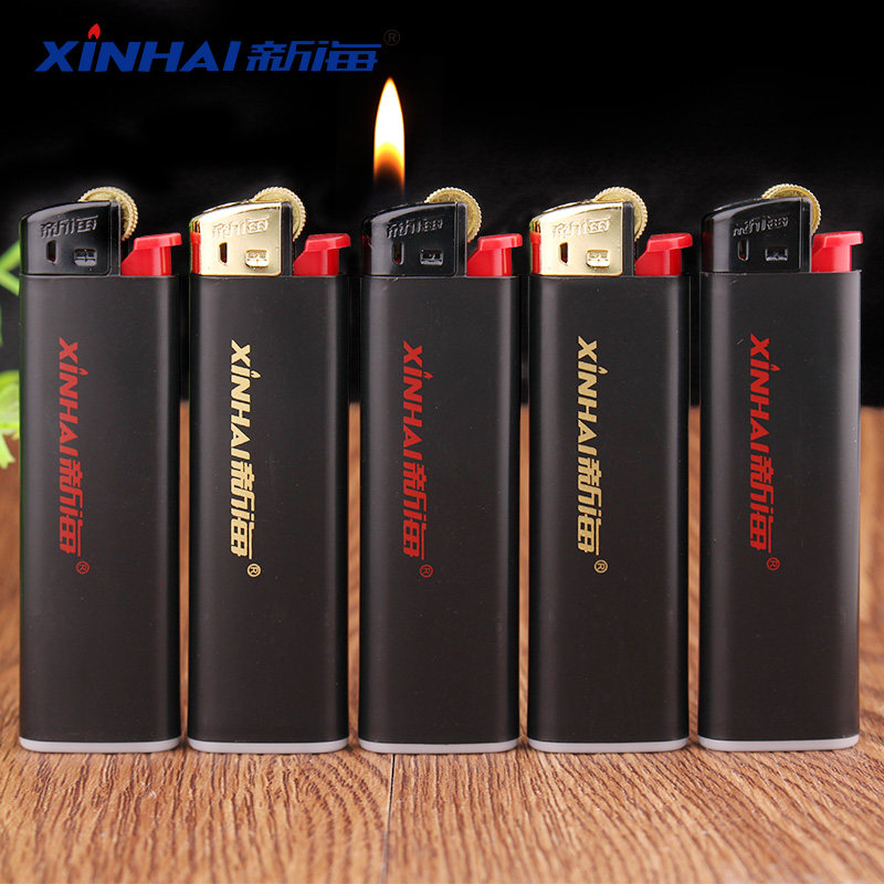 新海恒流阀安全防爆砂轮打火机黑色滑轮时尚耐用创意一次性打火机