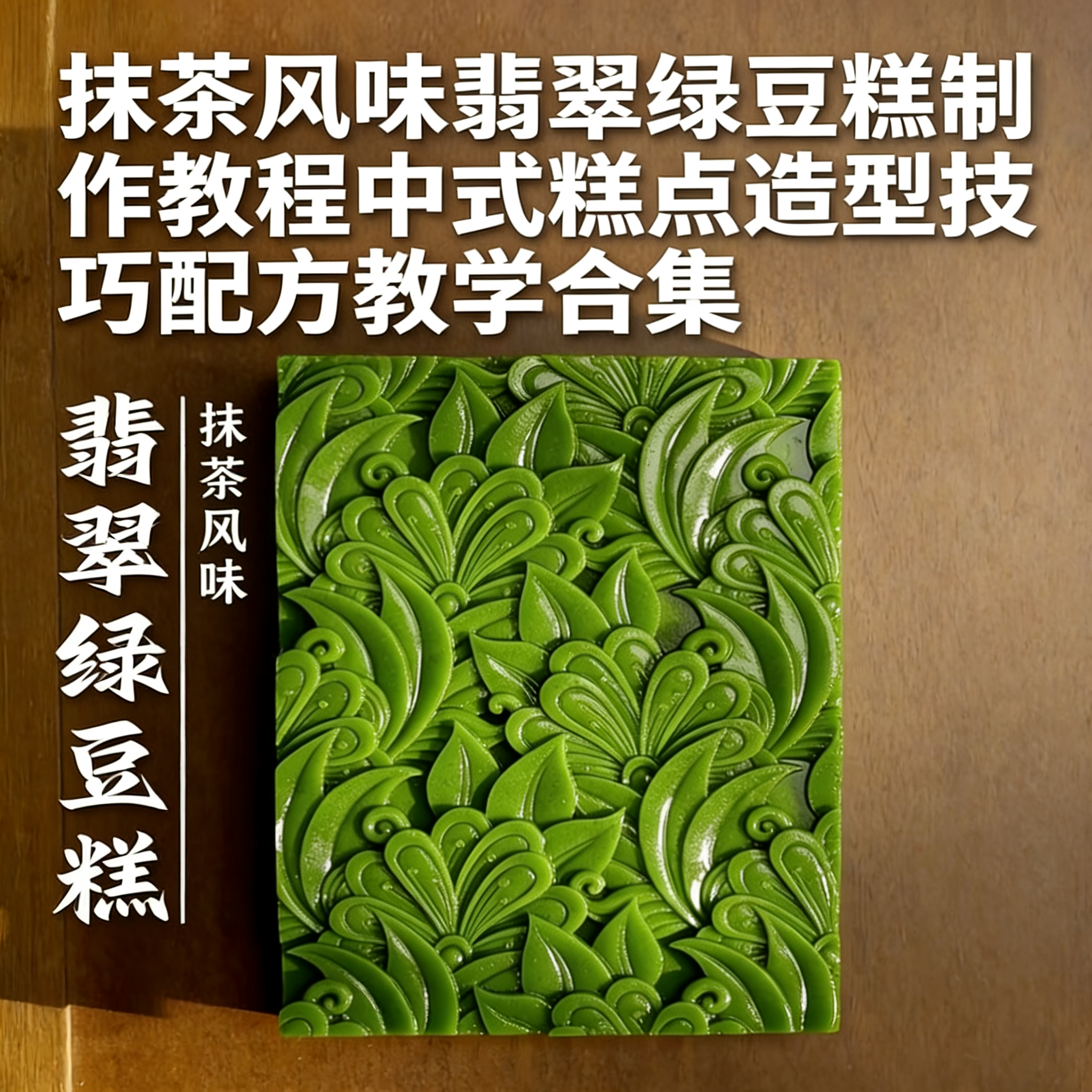 抹茶风味翡翠绿豆糕中式糕点造型配方新手自制烘焙教程