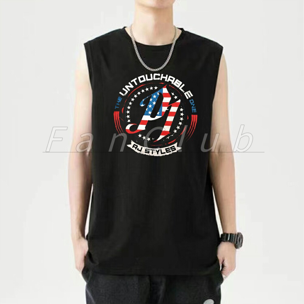 njpw摔角手aj styles斯泰尔斯背心宽松休闲t恤摔跤无袖坎肩上衣潮