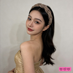 LASS 名媛亮片头箍贵气宽边辫子发卡 LIZ原创设计师发箍2026新款