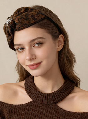 LASS LIZ原创设计发卡2025秋冬新款文艺美拉德小帽子蝴蝶结头箍