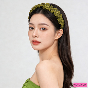 LASS 千金名媛金色头箍褶皱花边发卡 LIZ原创设计师发箍2026新款