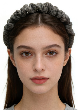 LASS LIZ原创设计独家发箍2025秋冬新款复古百搭灰色细边褶皱头箍