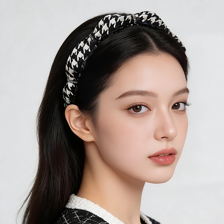 LASS LIZ原创设计发卡2026新款优雅小香黑白千鸟格发箍通勤日常,饰品/流行首饰/时尚饰品新,发饰,淘宝优惠券,粉丝福利购,淘宝优惠卷