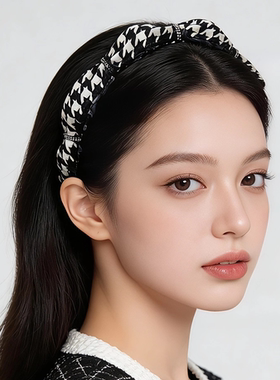 LASS LIZ原创设计发卡2026新款优雅小香黑白千鸟格发箍通勤日常