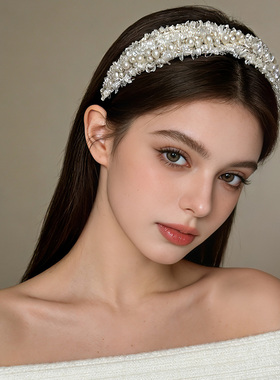 LASS LIZ原创设计发箍2026新款优雅小香白色珍珠流苏头箍日常通勤