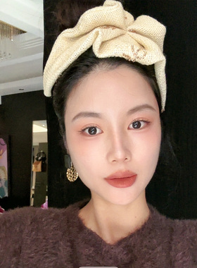 LASS LIZ原创设计独家发箍2025秋冬新款法式温柔黄色蝴蝶结头箍