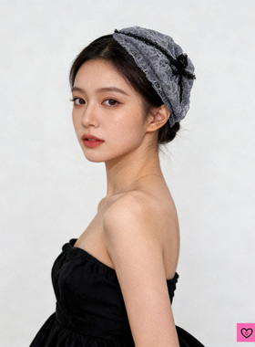 LASS LIZ原创设计师发箍2026新款法式蕾丝小礼帽头箍清新蓝色发卡