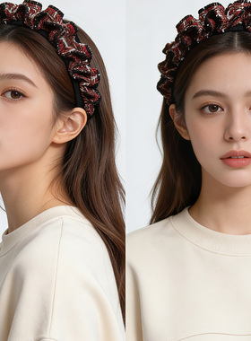 LASS LIZ原创设计发卡2026新款圣诞新年氛围红色褶皱宽边头箍日常