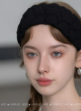 LASS LIZ原创设计自制2025秋冬新款法式气质黑色宽边发箍减龄头箍