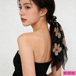 LASS 国风花朵飘带发圈日常减龄头花 LIZ原创设计师发箍2026新款