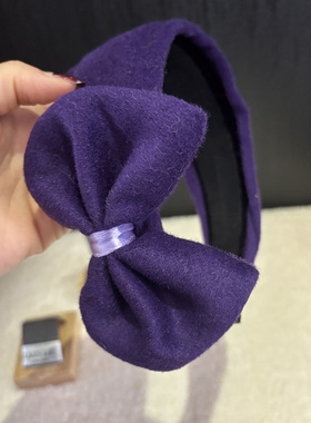 LASS LIZ原创设计发卡2025秋冬法式气质紫色侧蝴蝶结头箍日常通勤