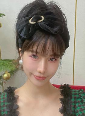 LASS LIZ设计师配饰2024秋冬黑色丝绒发箍法式精致轻奢水钻发卡