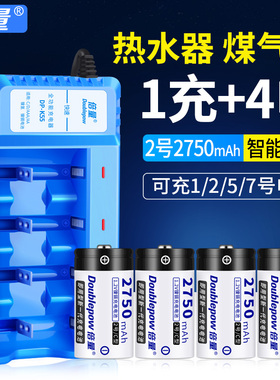 倍量2号2750mAh智能充电电池1充4电热水器燃气灶专用