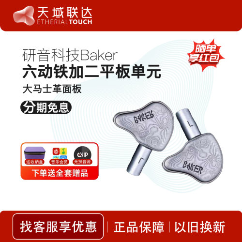 研音科技 BAKER 贝克 大马士革面板 6铁2平板入耳式HiFi耳机