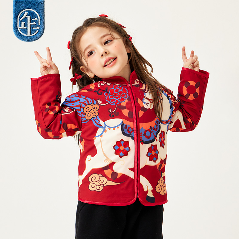 年衣童装儿童加绒唐装外套秋冬新款男女童中式上衣生肖拜年服马年