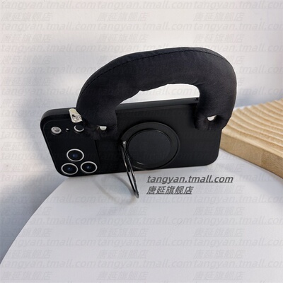 甜美黑液态充棉腕带手机壳适用小米17pro红米note151413K80旋转支架硅胶保护壳turbo4便携腕带civi5pro秋冬壳