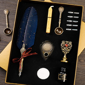 羽毛笔复古蘸水笔玻璃笔英伦钢笔吸墨水沾水笔送朋友开学创意礼物