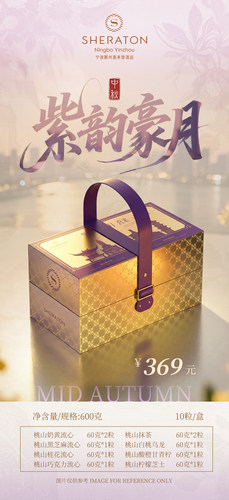 宁波鄞州万达喜来登月饼票酒店月饼礼盒月饼提货券中秋月饼券实物