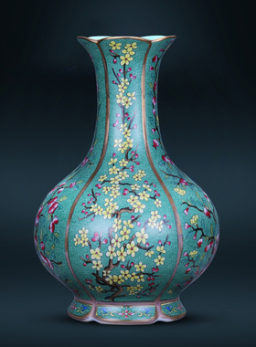 景德镇陶瓷器粉彩花瓶客厅插花彷古摆件新中式覆古家居装饰品瓷瓶
