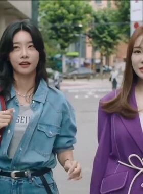 高端定制刘仁娜宝拉黛博拉明星同款紫色宽松西服外套修身休闲