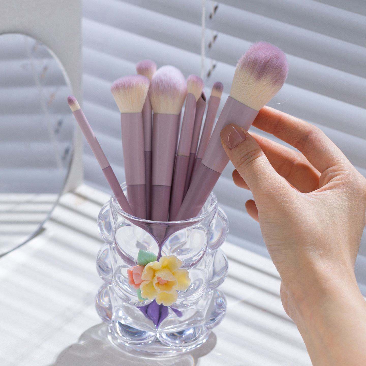 高颜值化妆刷收纳筒加厚水晶玻璃