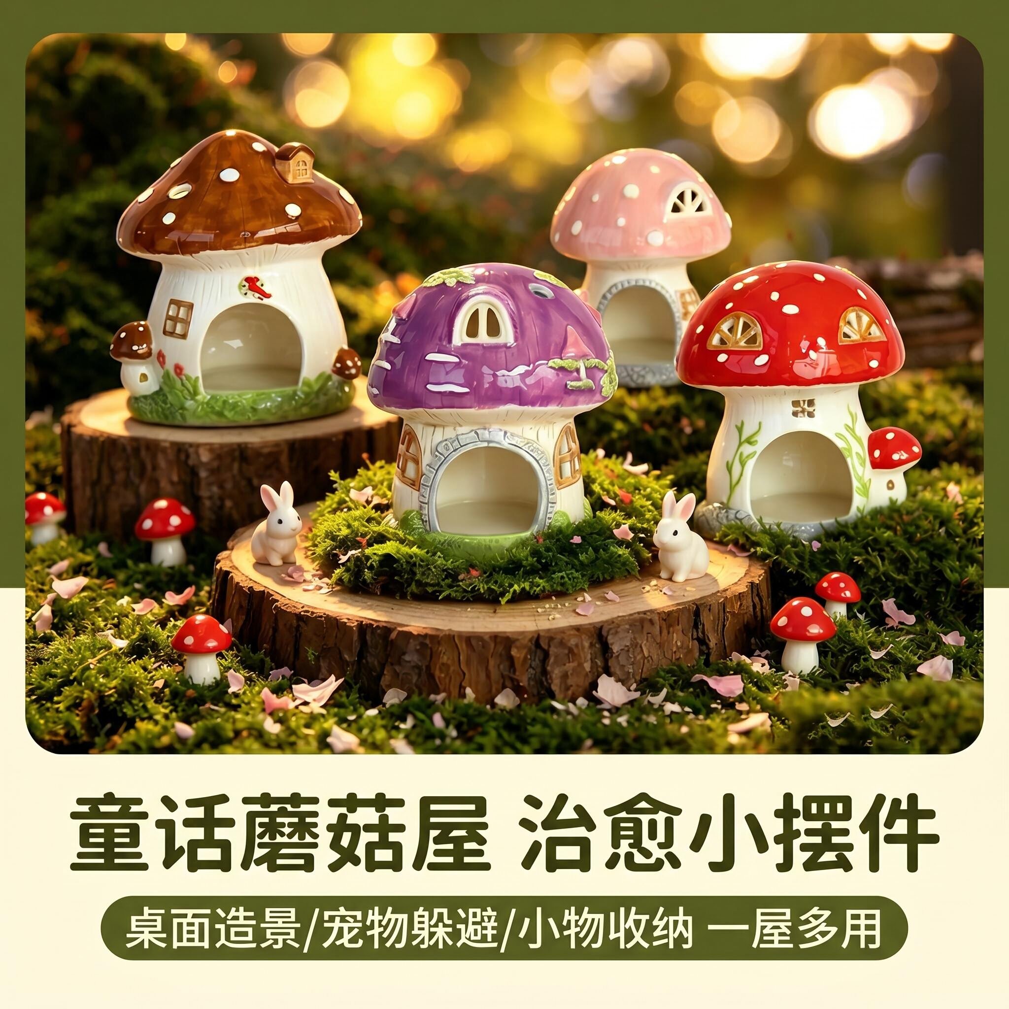 蘑菇屋小宠物降温房子仓鼠窝陶瓷