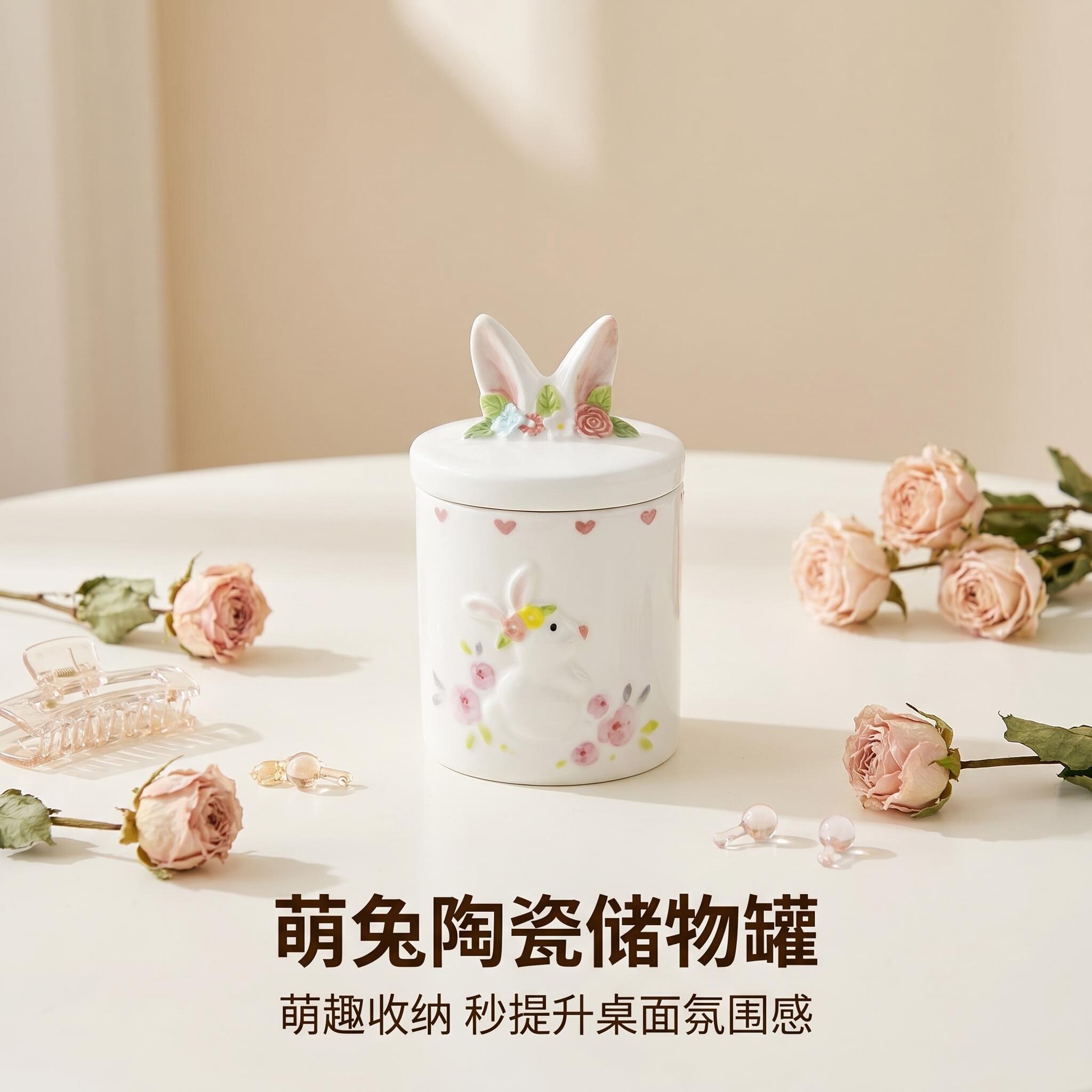 带盖收纳罐桌面装饰物密封罐