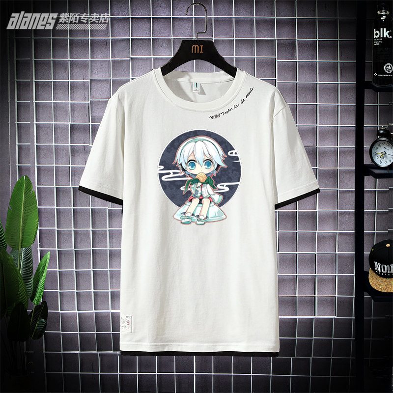 洛天依乐正绫言和虚拟歌姬周边宽松休闲纯棉短袖T恤潮流上衣男