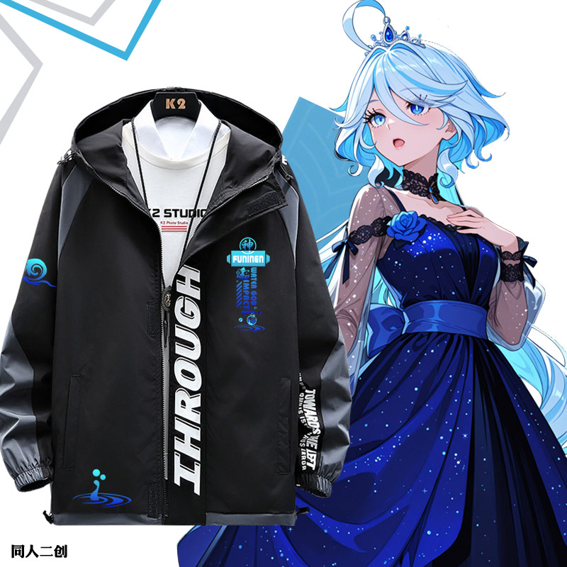 二次元游戏周边动漫男女情侣百搭连帽加棉加厚夹克春秋外套源jl