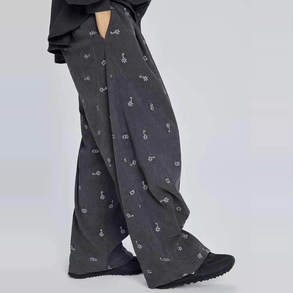 官网绣花细灯芯绒萝卜裤女2026春季新款系带松紧腰宽松长裤休闲裤,女装/女士精品,休闲裤,淘宝优惠券,粉丝福利购,淘宝优惠卷