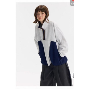 日单摇粒绒加厚短外套女2025冬季新款半拉链半高领保暖加绒上衣