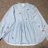 牛仔衬衫 娃娃衫 女2026春季 甜美纯棉立领大码 新款 日单绣花水洗长袖