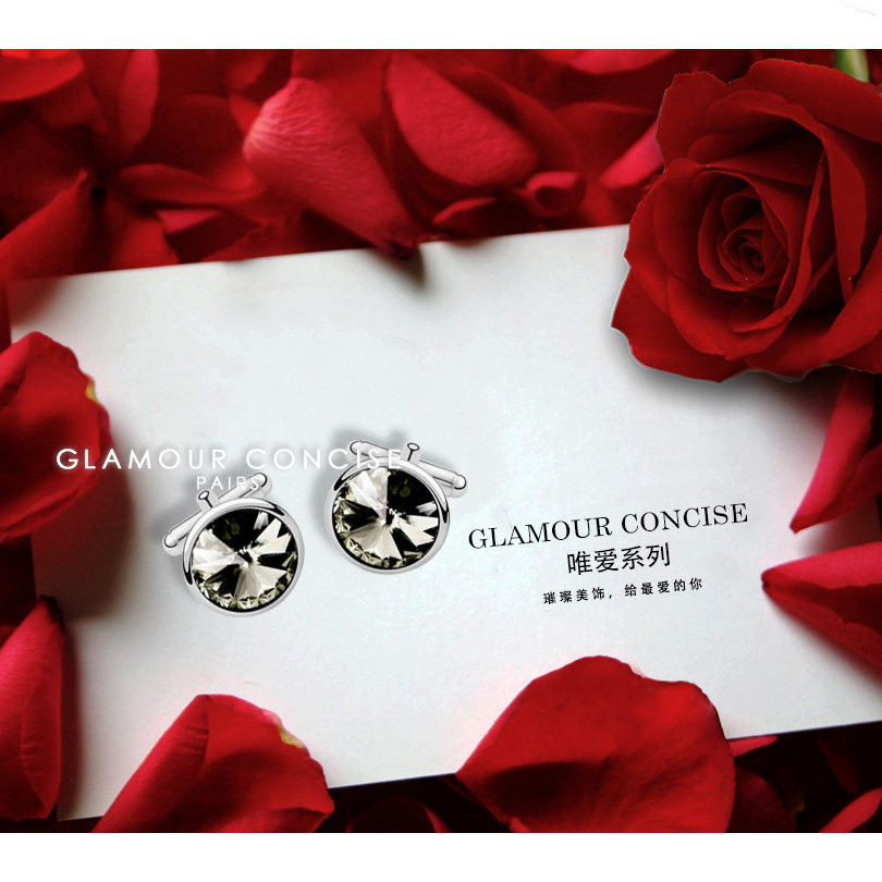 GLAMOUR CONCISE格莱凯斯璀璨黑冰奥地利水晶袖扣男高档法式衬衫