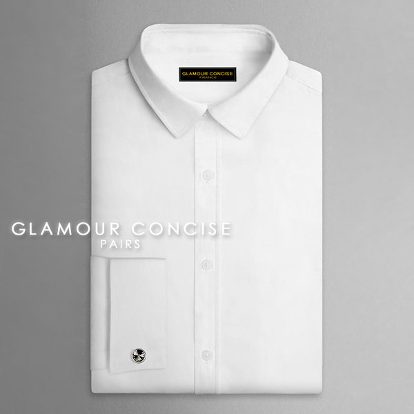 GLAMOUR CONCISE 格莱凯斯纯棉100%修身法式衬衫（袖扣专用）超帅