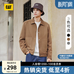外套 户外休闲复古麂皮绒翻领哈灵顿夹克工装 CAT卡特春季 男士