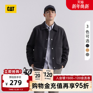 CAT卡特25秋冬男士 外套 户外休闲复古麂皮绒翻领哈灵顿夹克工装