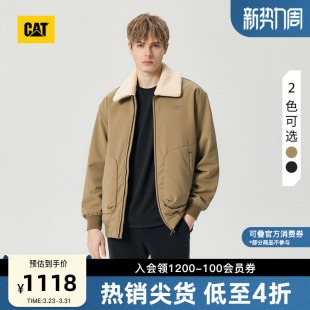 羊羔绒翻领飞行夹克棉服商场同款 短款 经典 CAT卡特25秋冬男士