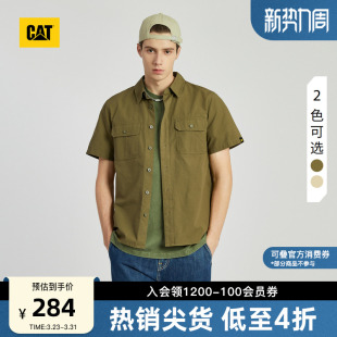 工装 式 经典 衬衫 外套 户外水洗效果全棉短袖 CAT卡特春夏男士