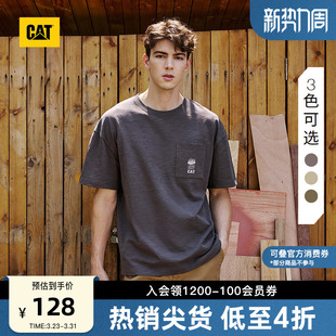 T恤 口袋刺绣标设计基础圆领百搭短袖 CAT卡特春夏季 男士