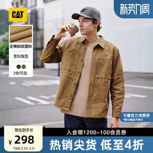 对称贴袋长袖 拼接复古工装 印花衬衣 男士 CAT卡特春季