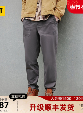CAT卡特25秋冬新品男士户外复古顺色绣花基础小脚修身工装长裤