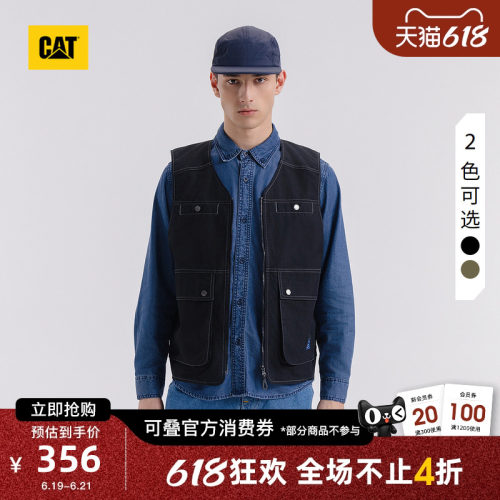 CAT卡特春季男士户外美式休闲复古工装背心马甲商场同款