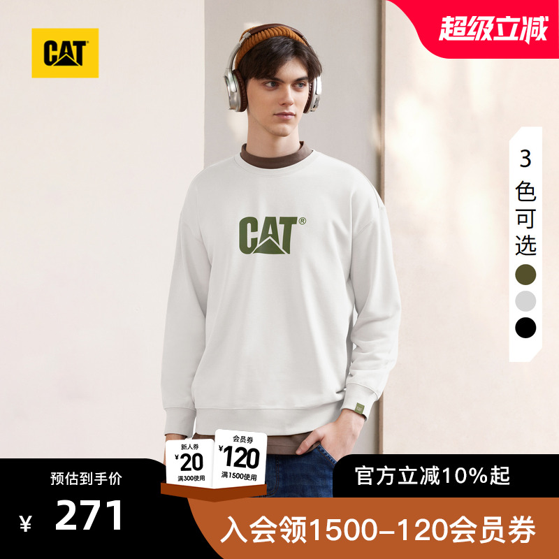 CAT卡特25秋新品男士基础大LOGO基础户外休闲美式廓形圆领卫衣