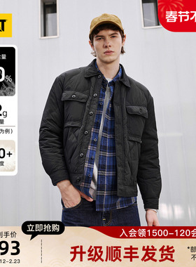 CAT卡特25秋冬新品男士设计感复古夹克式短款薄款菱形格纹羽绒服