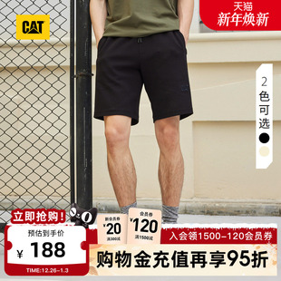 商场同款 CAT卡特夏季 针织短裤 户外休闲百搭肌理绣花修身 男士